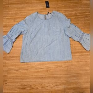 Tommy Hilfiger Women's Blouse Denim Blue  Bell Sleeve Long Size XL
